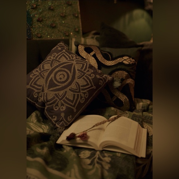 Disturbia Other - Disturbia Purple Gray Mandala Iris Rope Embroidery Throw Cushions | Set of 2